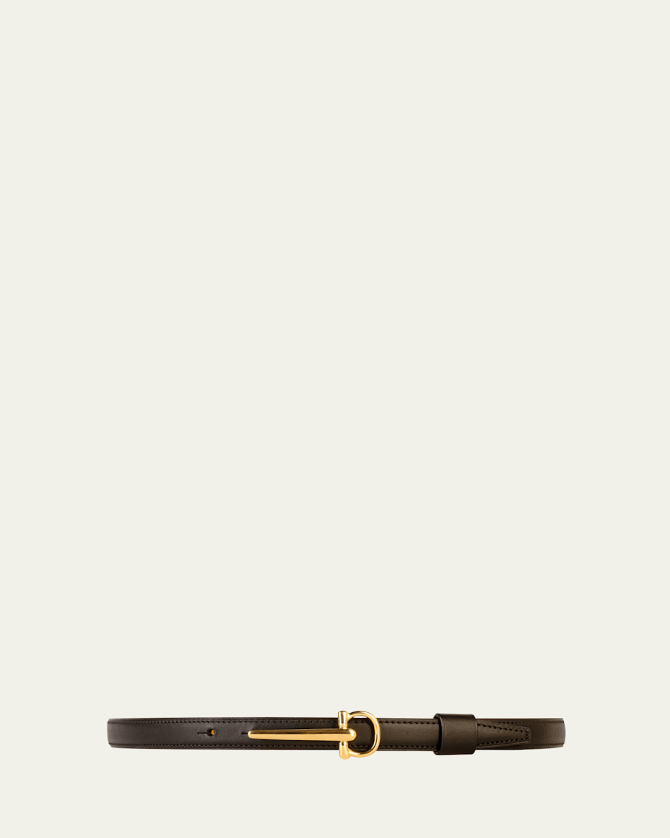 La Seduisante Leather & Brass Skinny Belt